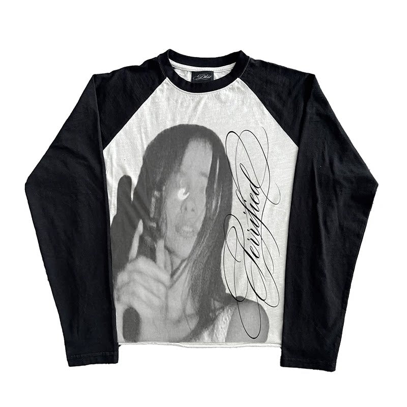 Unisex Terrified Raglan Long-Sleeve Washed Cotton T-Shirt
