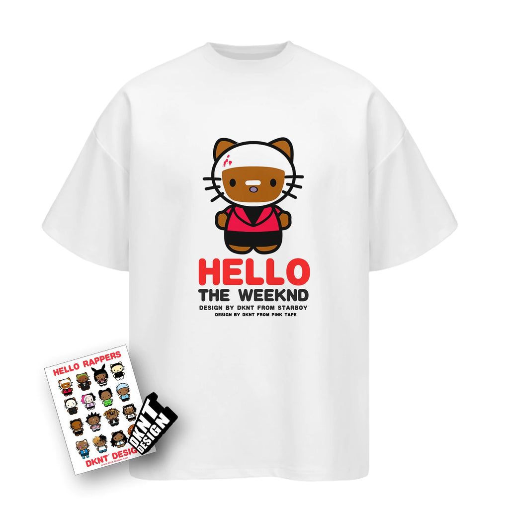 Unisex Kitty Rapper Cartoon American Streetwear Heavyweight T-Shirt