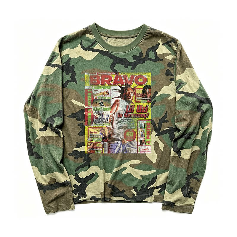 Unisex Lil Uzi Vert Camouflage Print Cotton Long-Sleeve T-Shirt