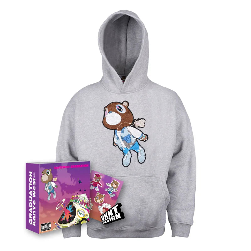 Dropout Bear Graduation Towel Embroidered Fleece Hoodie