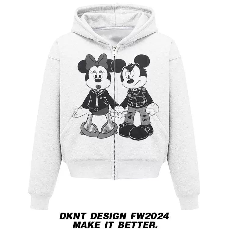 Unisex Mickey Punk Y2K Heavyweight Fleece Zip-Up Hoodie