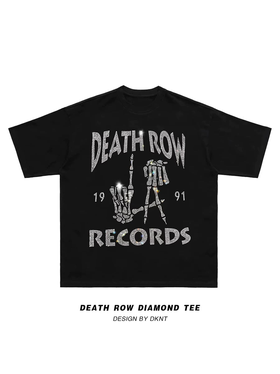 Unisex Skull Rhinestone Hip Hop Loose Cotton T-Shirt