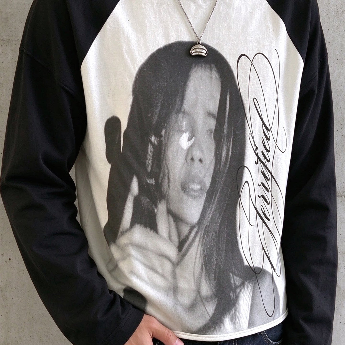 Unisex Terrified Raglan Long-Sleeve Washed Cotton T-Shirt