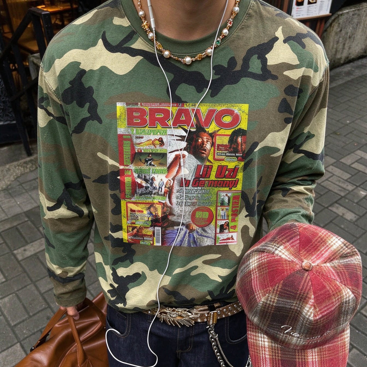 Unisex Lil Uzi Vert Camouflage Print Cotton Long-Sleeve T-Shirt