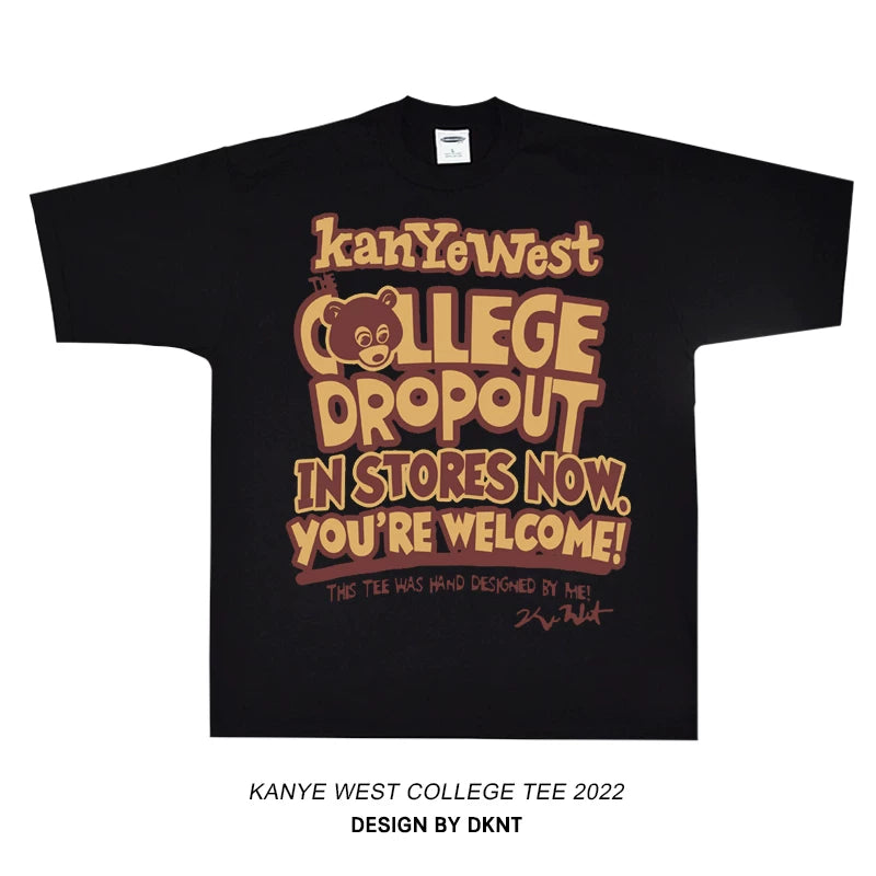 Unisex Dropout Bear Hip Hop Loose Cotton Short Sleeve T-Shirt