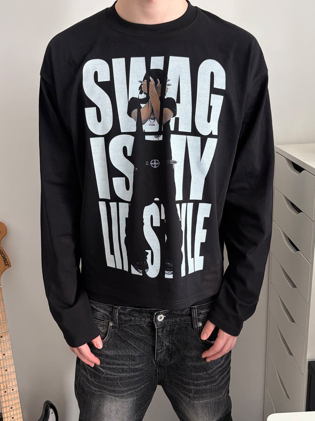Unisex Y2K SWAG Slogan Boxy Cotton Long-Sleeve T-Shirt