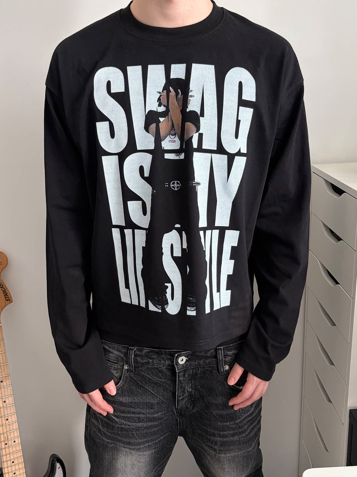 Unisex Y2K SWAG Slogan Boxy Cotton Long-Sleeve T-Shirt