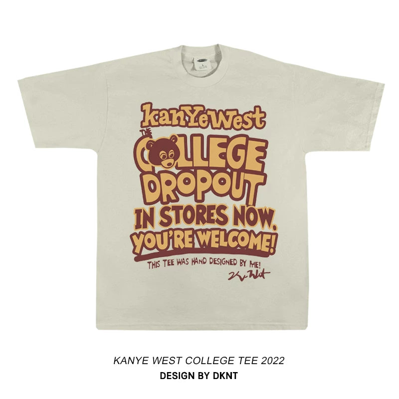 Unisex Dropout Bear Hip Hop Loose Cotton Short Sleeve T-Shirt