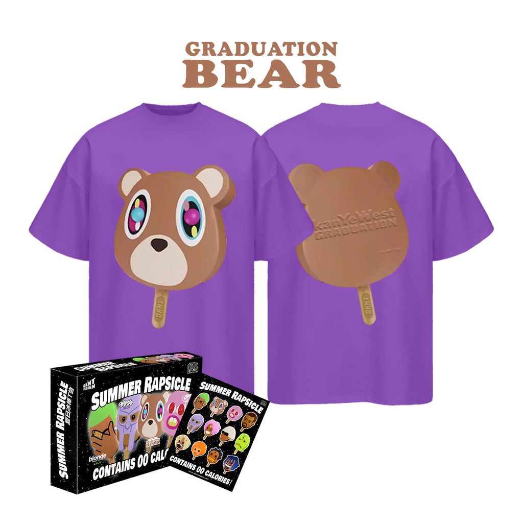 Purple Summer Rapsicle T-Shirt with Dropout Bear popsicle graphics, front and back