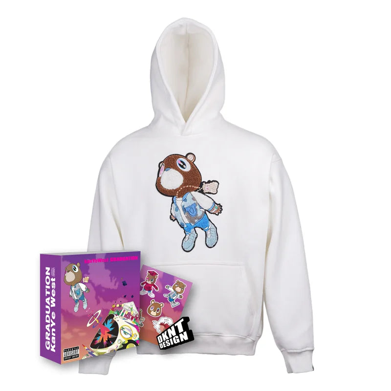 Dropout Bear Graduation Towel Embroidered Fleece Hoodie