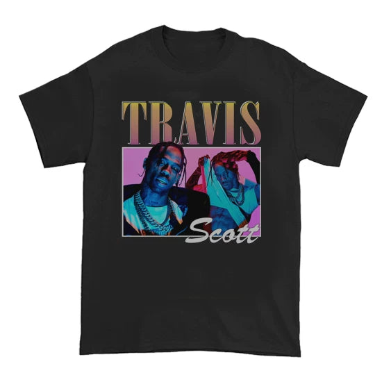 Unisex Travis Scott Hip Hop Vintage Cotton T-Shirt