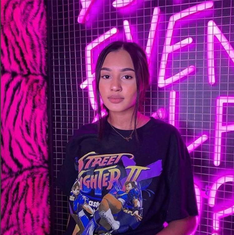 Unisex Chun-Li Retro Portrait Graphic Pure Cotton T-Shirt