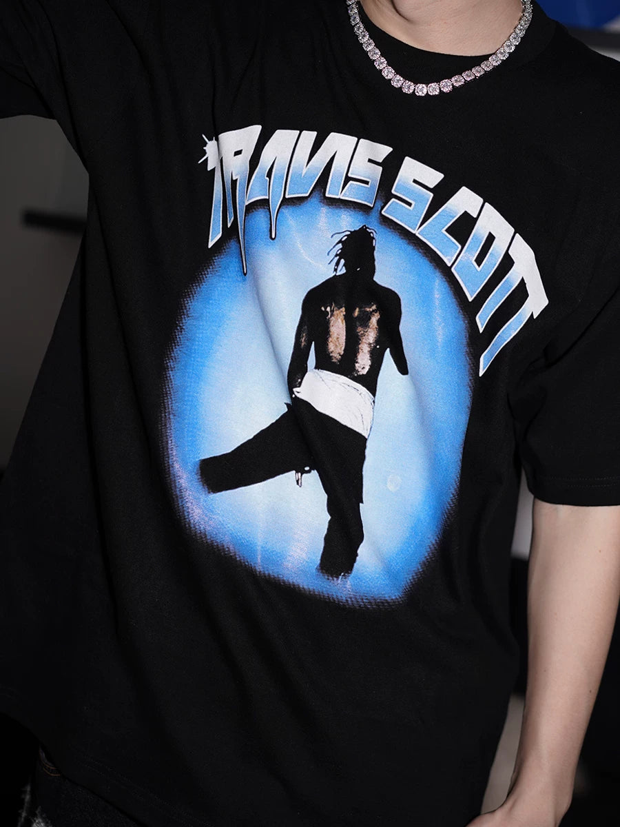 Unisex Travis Scott Hip Hop Vintage Cotton T-Shirt