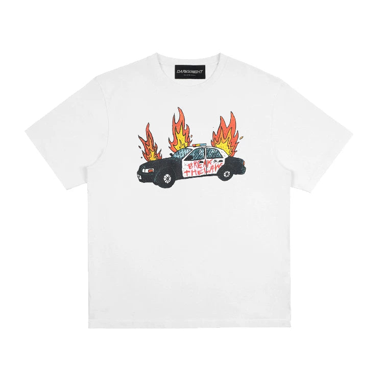 Unisex Police Car Hip Hop Vintage Cotton T-Shirt